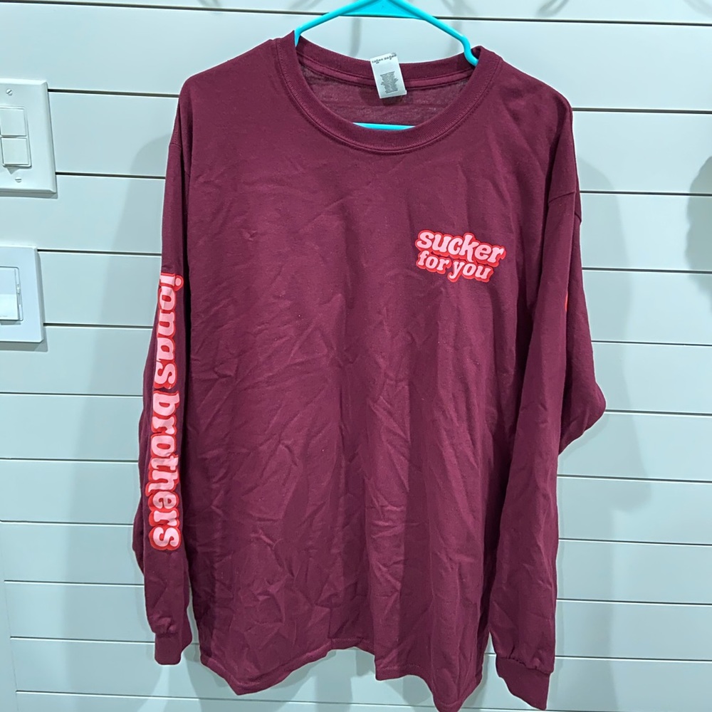 Jonas Brothers Sucker Long Sleeve Maroon T Shirt